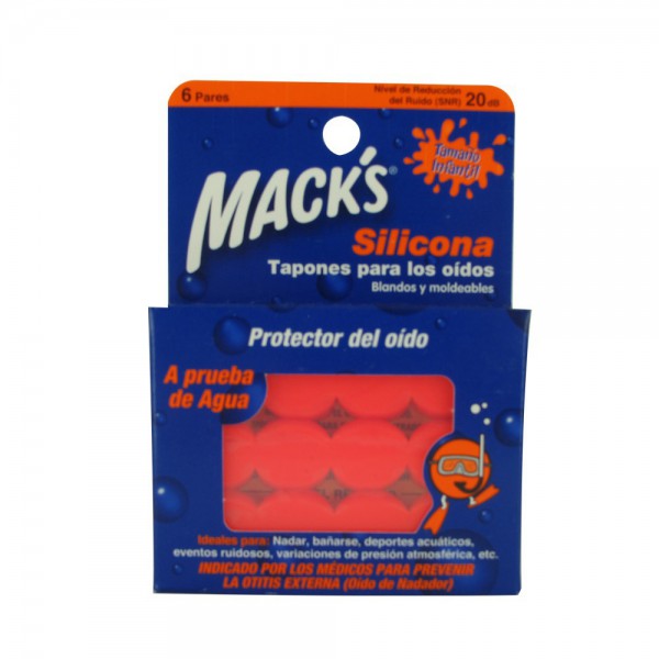 Macks tapones para los oidos silicona 6 pares infantil