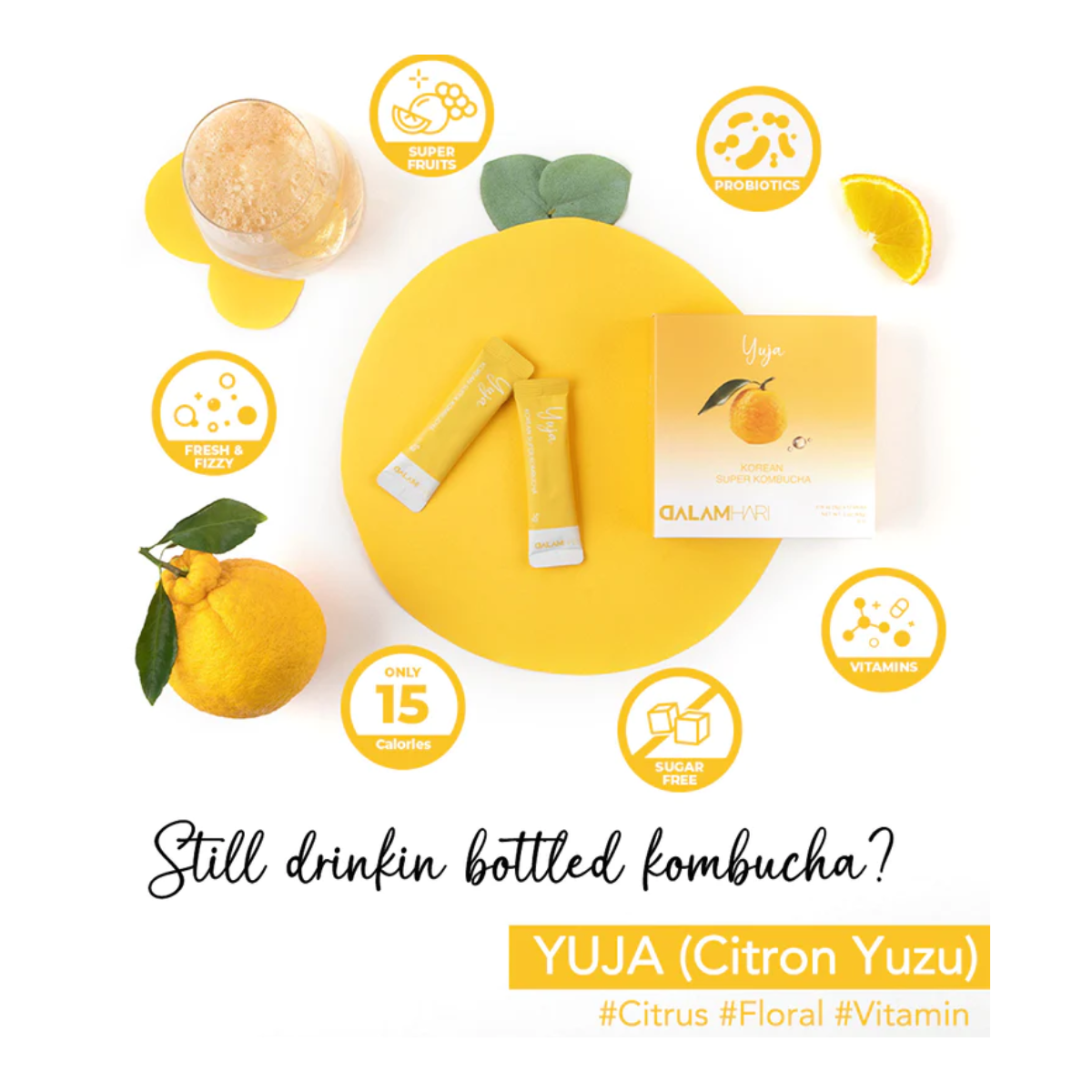 KOREAN SUPER KOMBUCHA YUJA 12 SOBRES