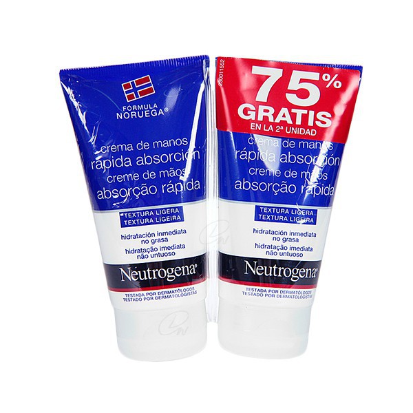 NEUTROGENA CREMA DE MANOS RAPIDA ABSORCION 2 X 75 ML