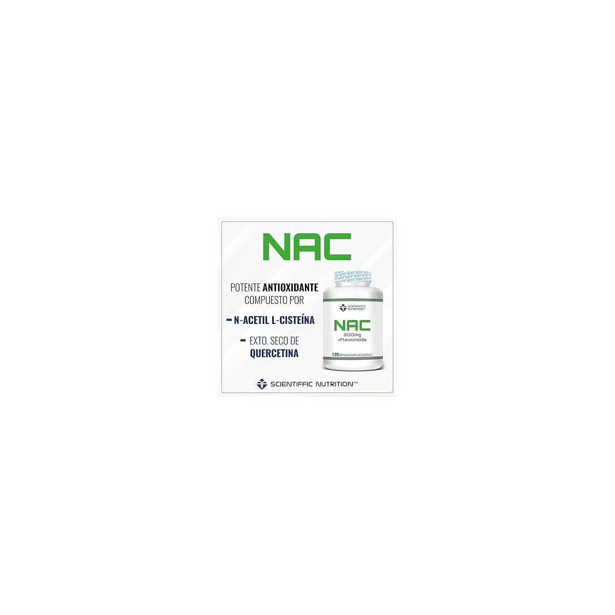 NAC 300MG + FLAVONOIDES - 120 CÁPSULAS DE ANTIOXIDANTES SCIENTIFFIC NUTRITION