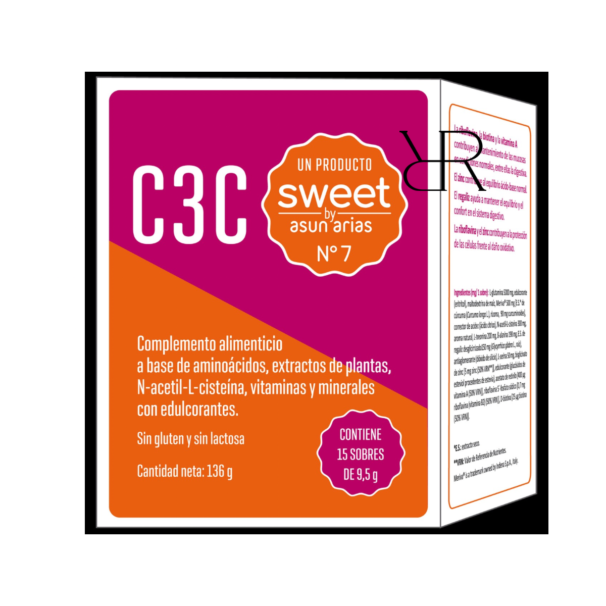 Asun Arias Sweet 7 · C3C Colon, Crohn, colitis ulcerosa, HPI Cicatrizante, antioxidante y antiinflamatorio. 15 sobres