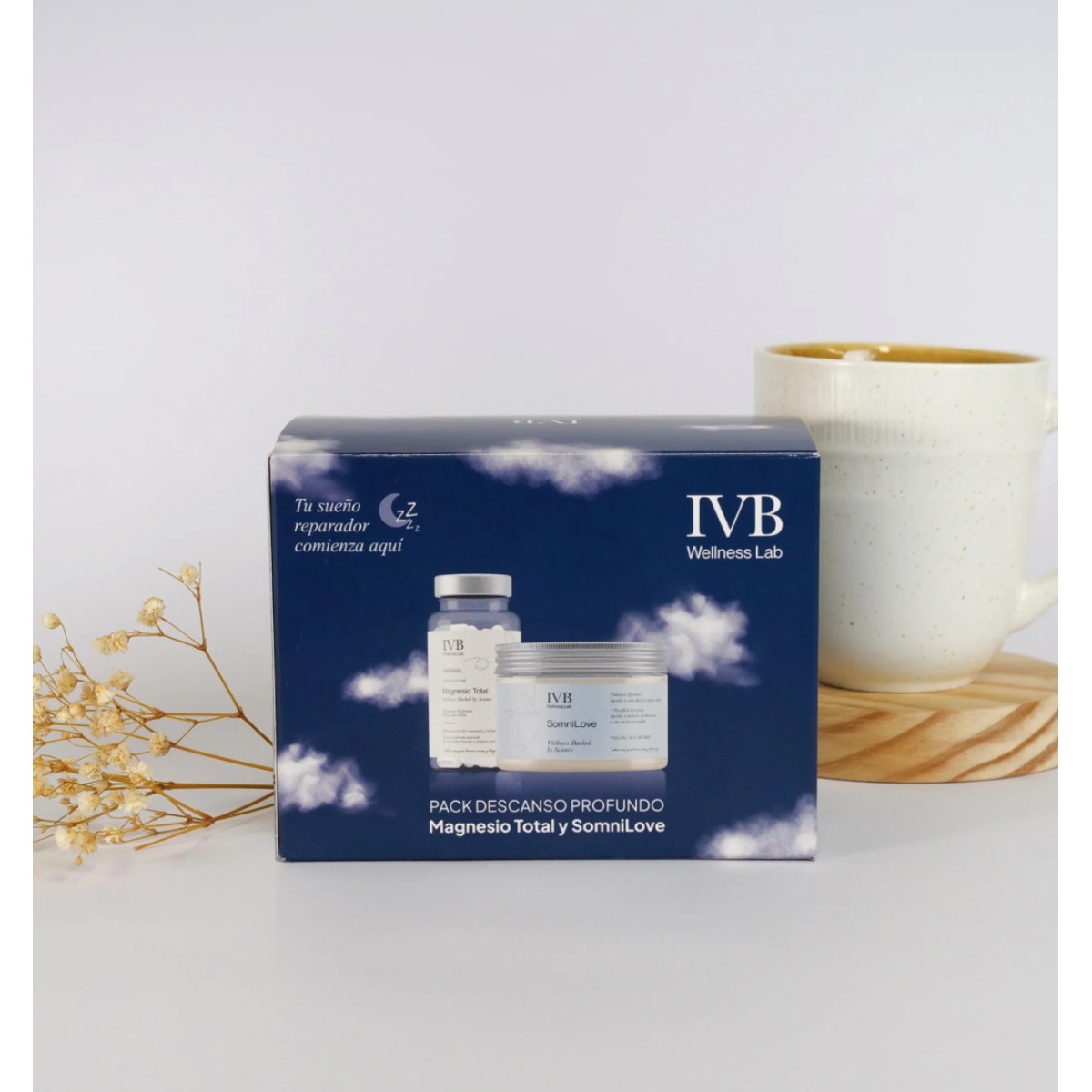 IVB WELLNESS PACK DESCANSO PROFUNDO SOMNILOVE 180GR + MAGNESIO TOTAL 60 CAPSULAS