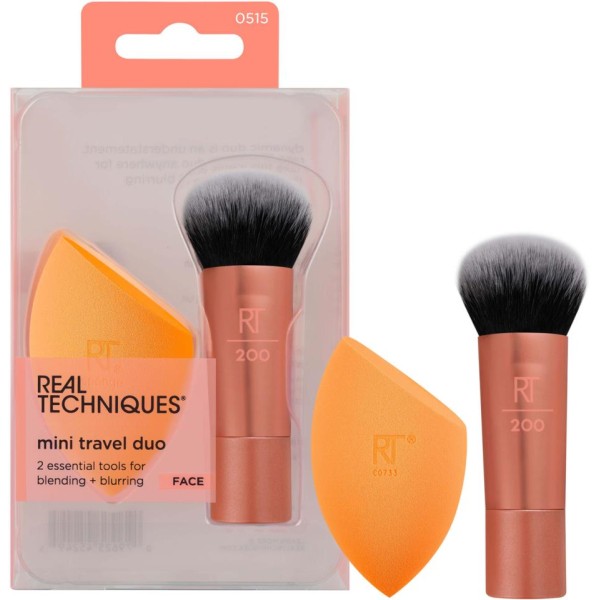 Real Techniques Mini Travel Duo Brocha y Esponja de Maquillaje